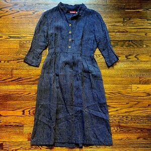 Pyne & Smith Midnight Stripe No. 22 Button Up Collared Linen Dress M